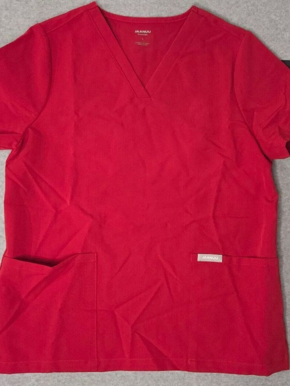 Jaanuu Women's Red V-Neck Medical Scrub Top Size Small